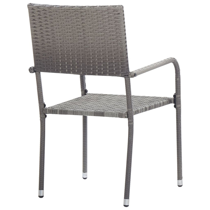 Tuinstoelen 2 st stapelbaar poly rattan grijs