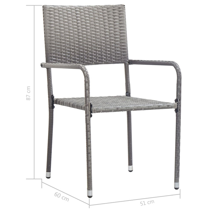 Tuinstoelen 2 st stapelbaar poly rattan grijs