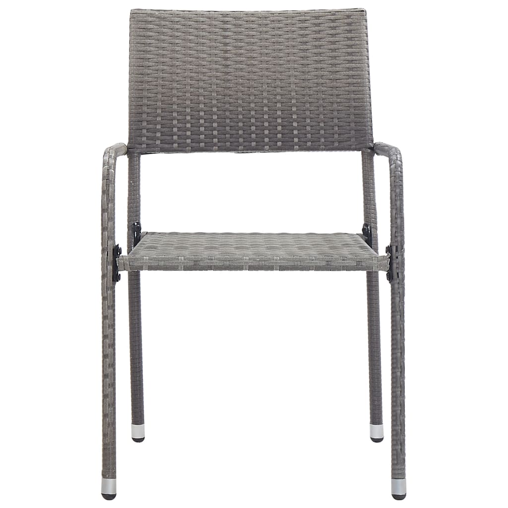 Tuinstoelen 4 st stapelbaar poly rattan grijs