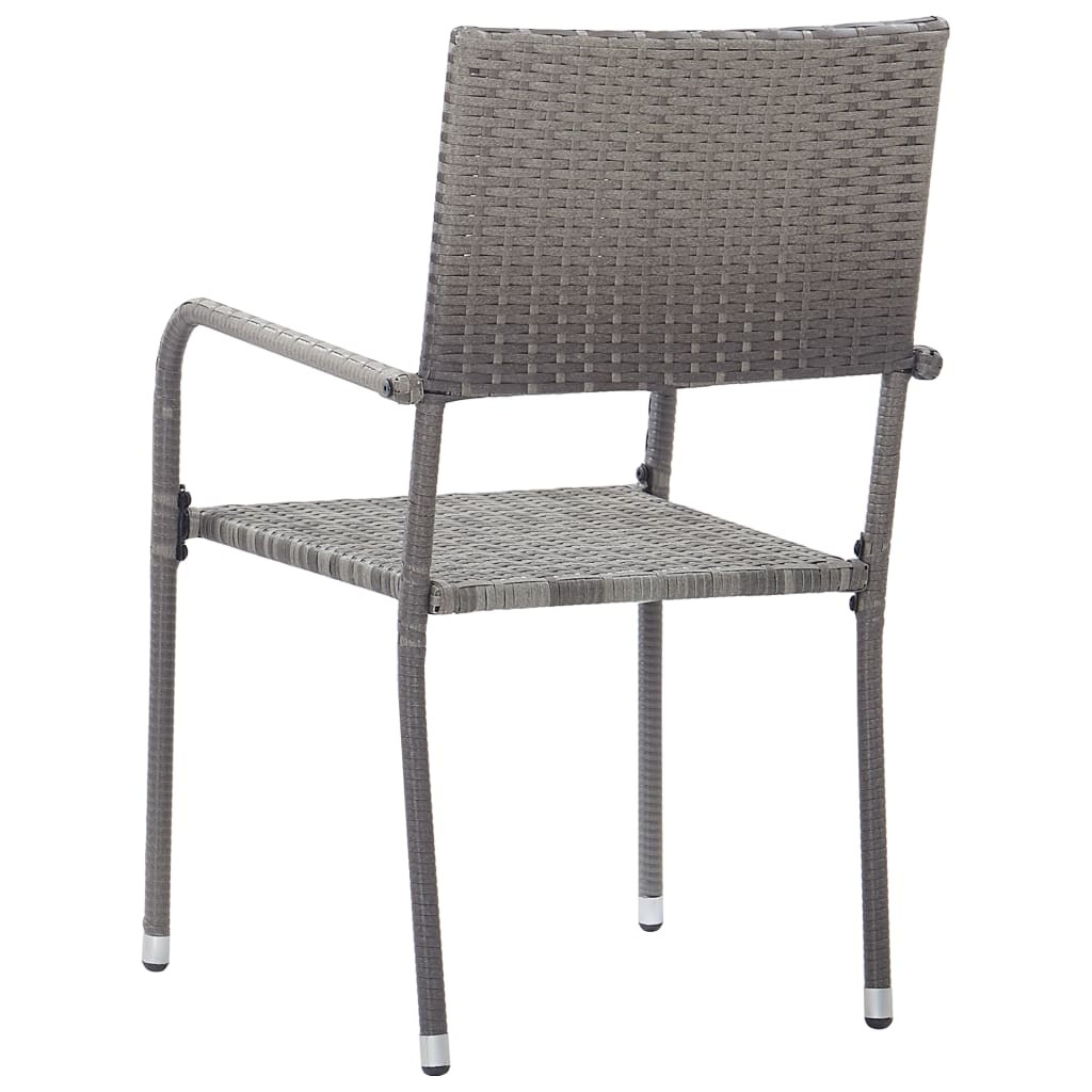 Tuinstoelen 4 st stapelbaar poly rattan grijs