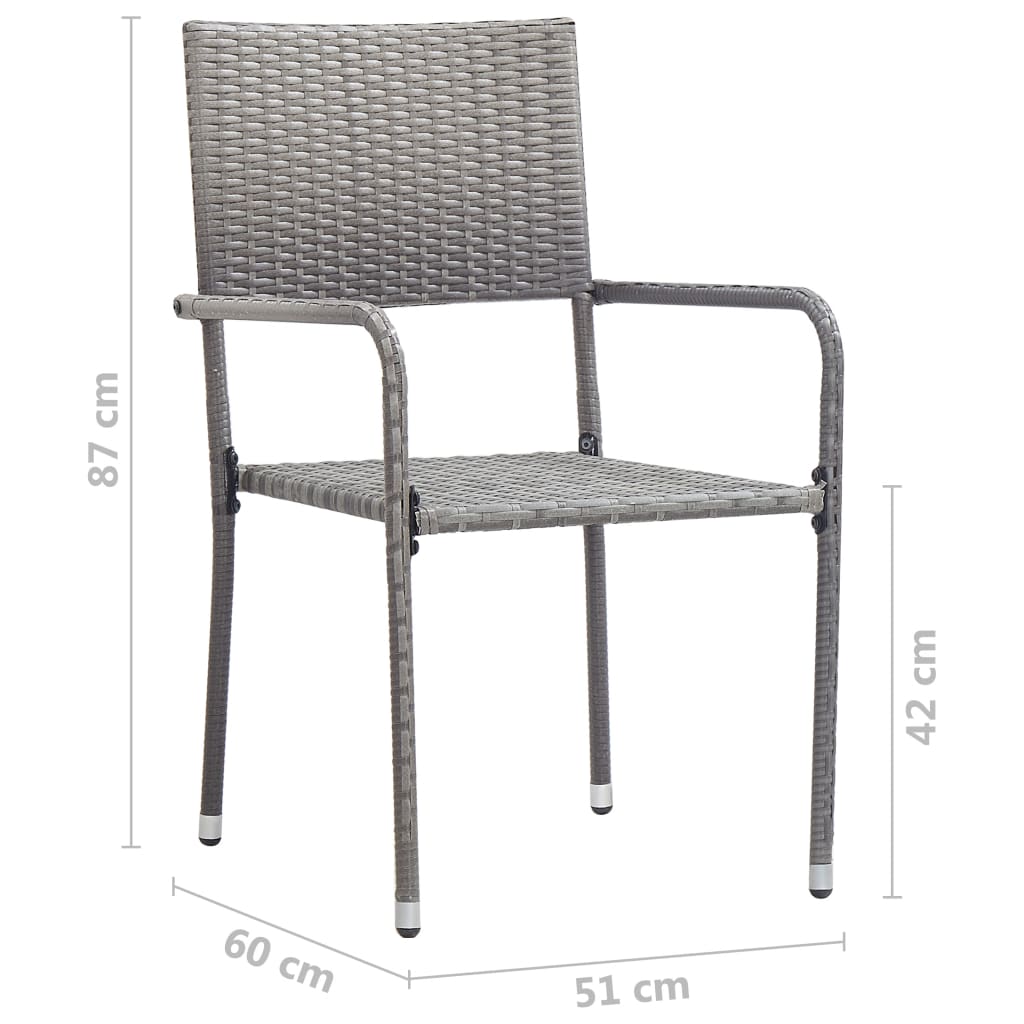 Tuinstoelen 4 st stapelbaar poly rattan grijs