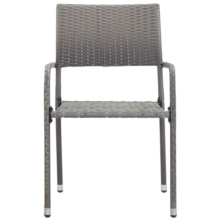 Tuinstoelen 6 st stapelbaar poly rattan grijs