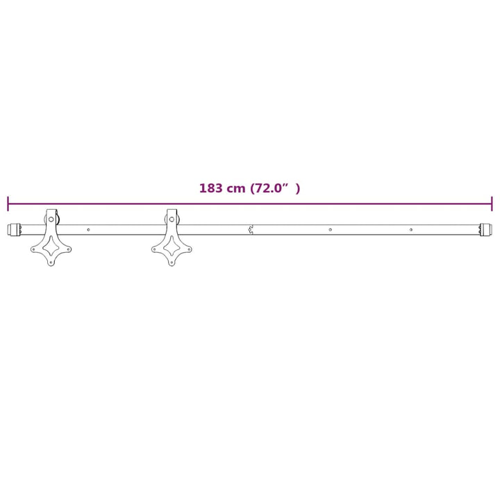 Beslagset voor schuifdeur 183 cm staal wit