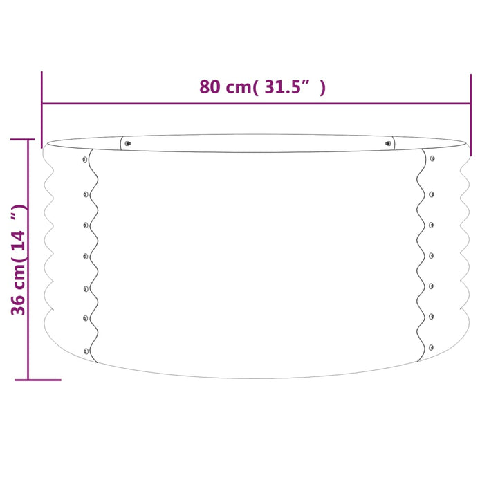 Plantenbak 80x80x36 cm gepoedercoat staal groen