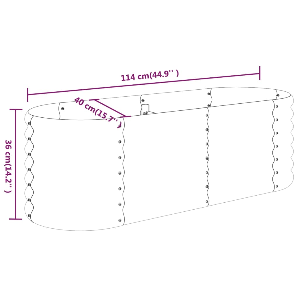 Plantenbak 114x40x36 cm gepoedercoat staal grijs