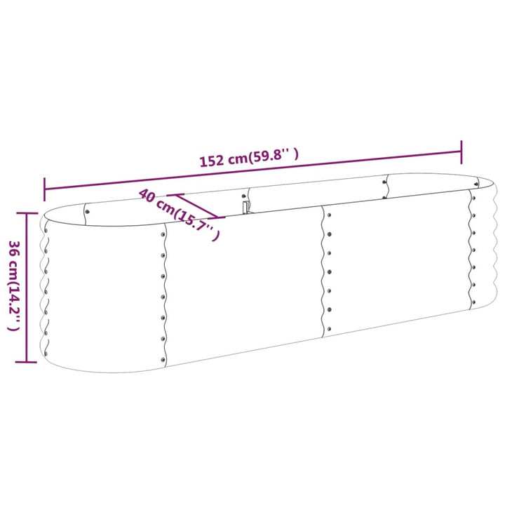 Plantenbak 152x40x36 cm gepoedercoat staal antracietkleurig