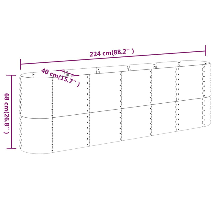 Plantenbak 224x40x68 cm gepoedercoat staal grijs