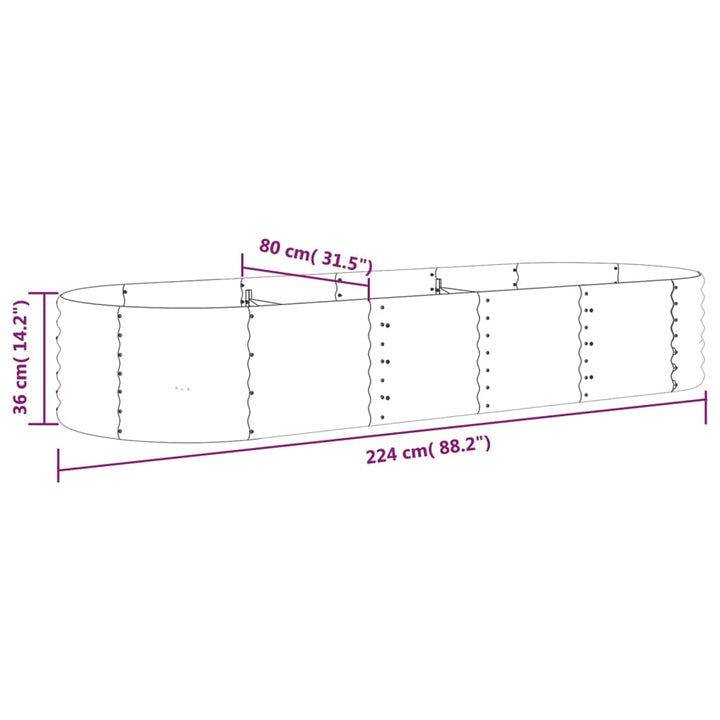 Plantenbak 224x80x36 cm gepoedercoat staal groen