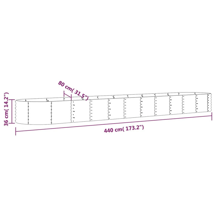 Plantenbak 440x80x36 cm gepoedercoat staal bruin