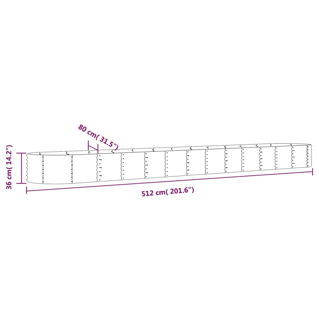 Plantenbak 512x80x36 cm gepoedercoat staal bruin