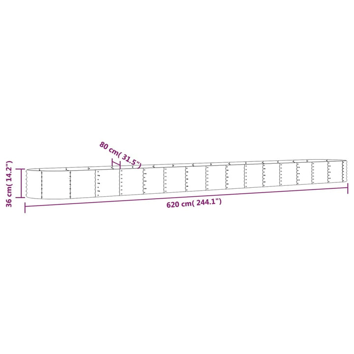 Plantenbak 620x80x36 cm gepoedercoat staal bruin