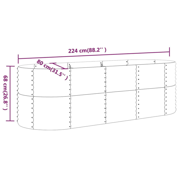 Plantenbak 224x80x68 cm gepoedercoat staal groen