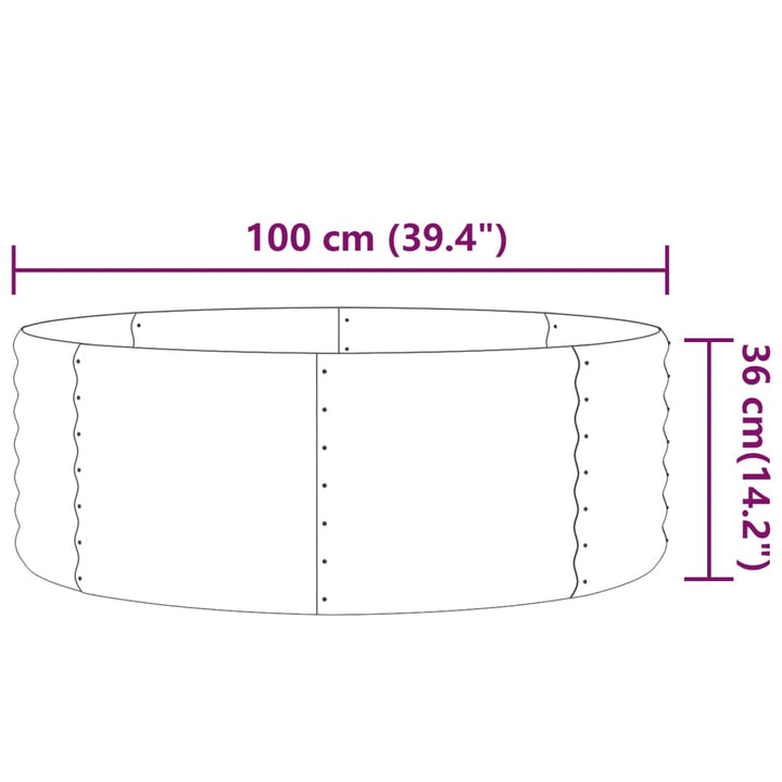 Plantenbak 100x100x36 cm gepoedercoat staal grijs