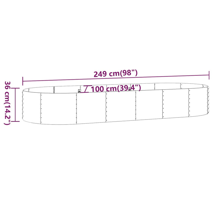 Plantenbak 249x100x36 cm gepoedercoat staal groen