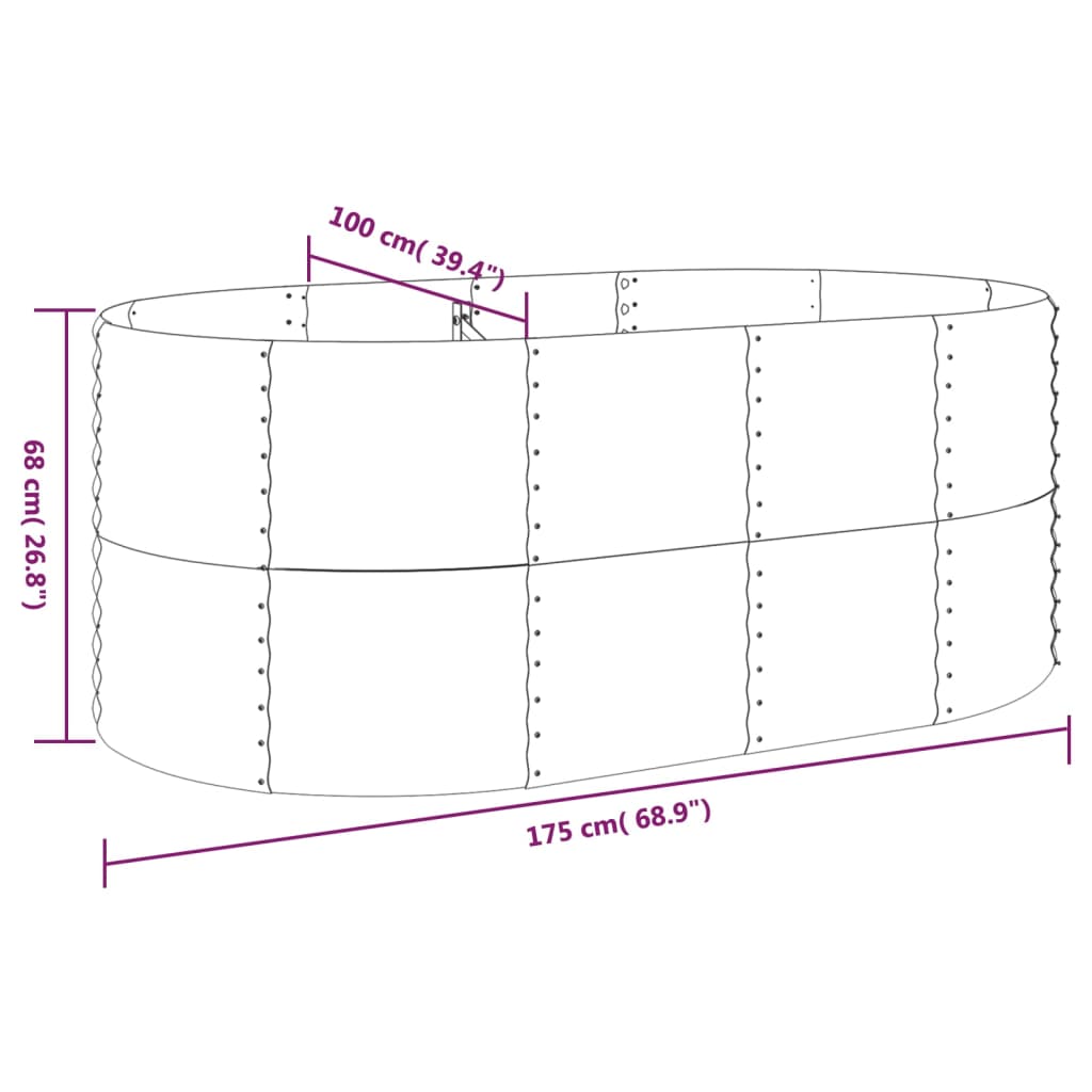 Plantenbak 175x100x68 cm gepoedercoat staal groen