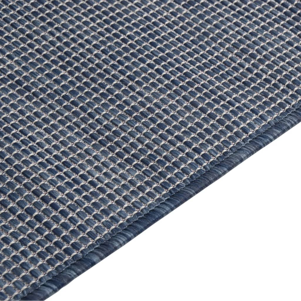 Buitenkleed platgeweven 80x250 cm blauw