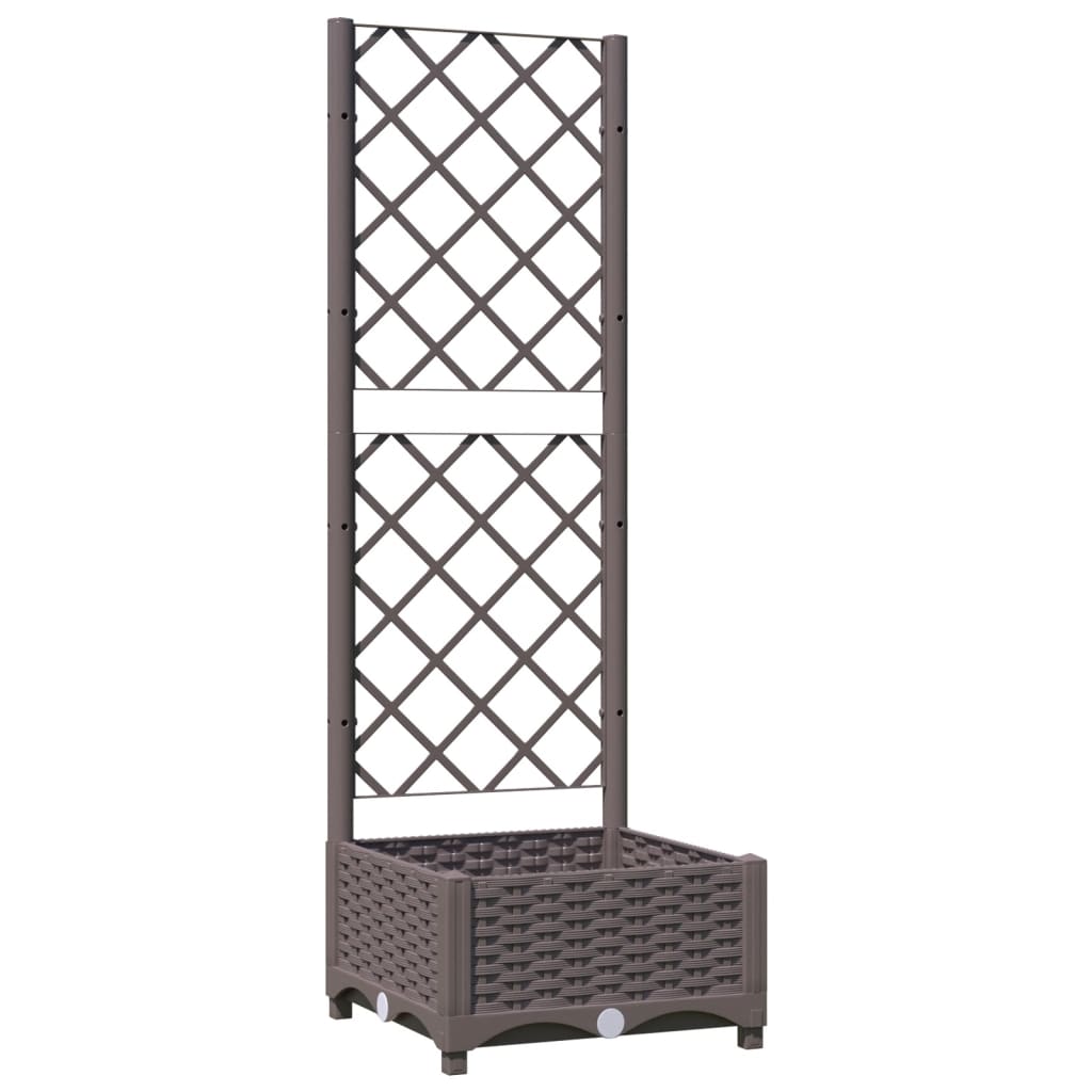 Plantenbak met latwerk 40x40x121,5 cm polypropeen bruin