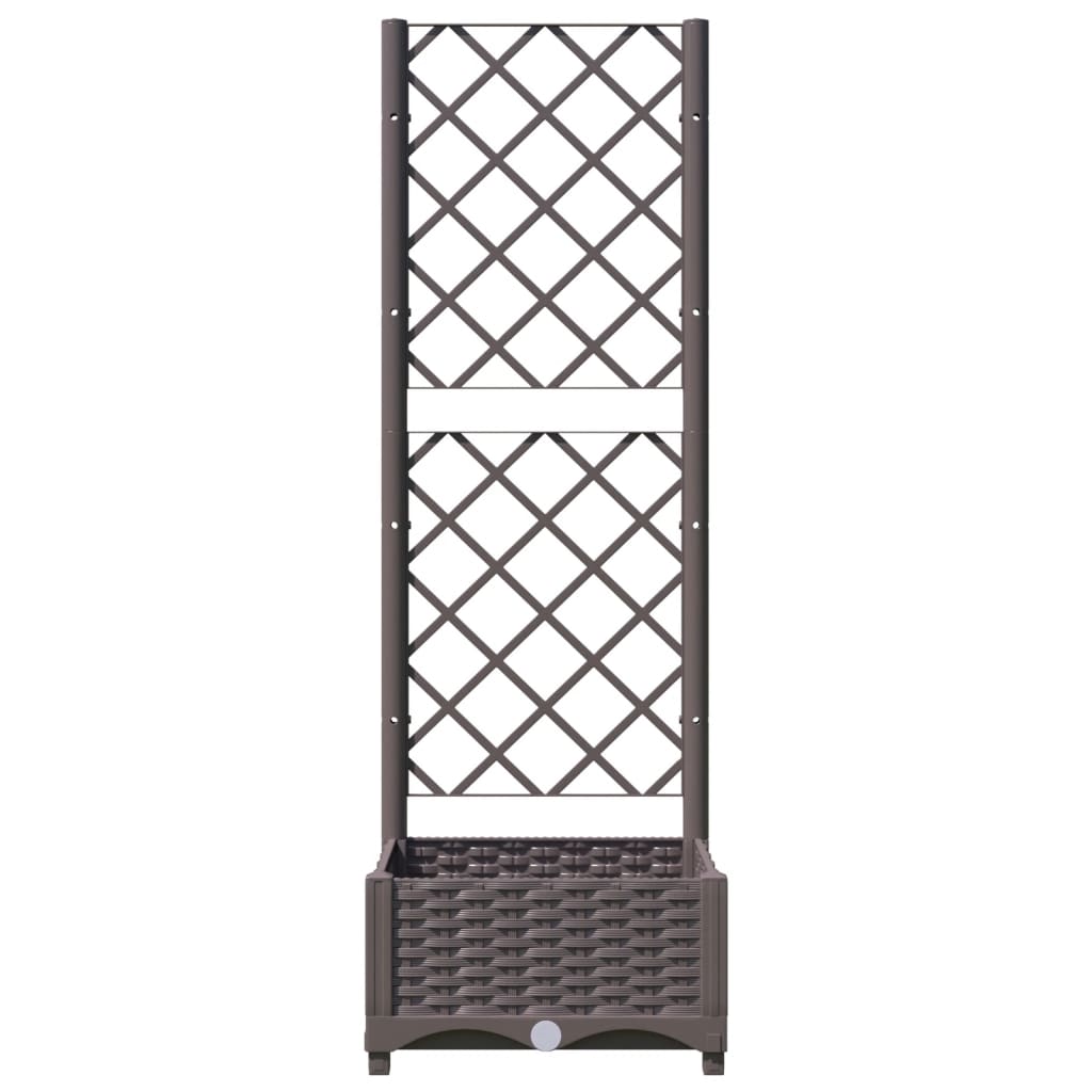 Plantenbak met latwerk 40x40x121,5 cm polypropeen bruin