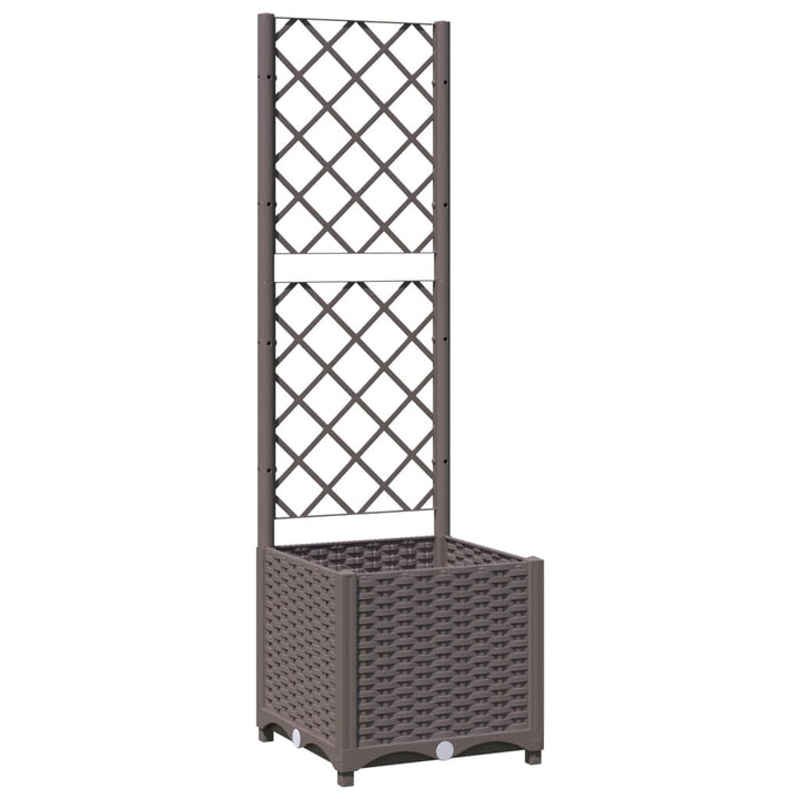 Plantenbak met latwerk 40x40x136 cm polypropeen bruin