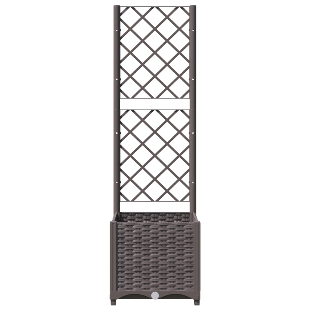 Plantenbak met latwerk 40x40x136 cm polypropeen bruin