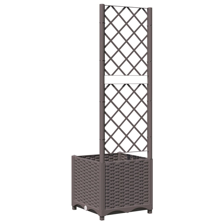 Plantenbak met latwerk 40x40x136 cm polypropeen bruin