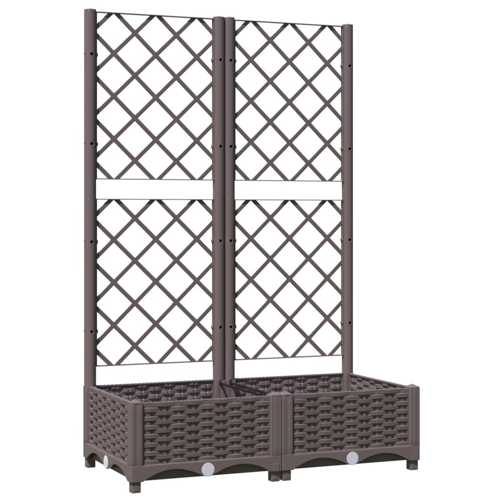 Plantenbak met latwerk 80x40x121,5 cm polypropeen bruin