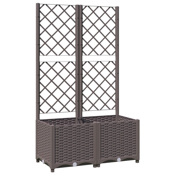 Plantenbak met latwerk 80x40x136 cm polypropeen bruin