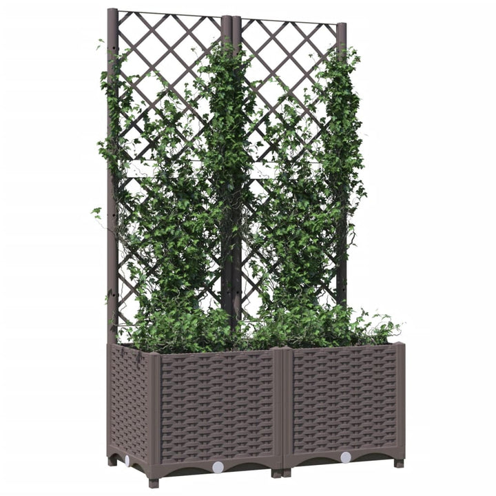 Plantenbak met latwerk 80x40x136 cm polypropeen bruin