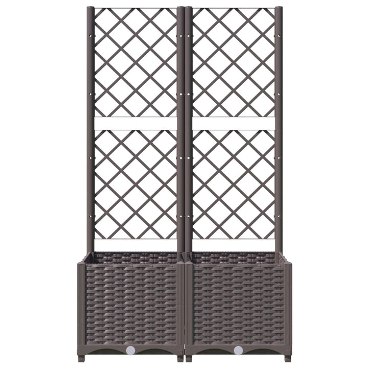 Plantenbak met latwerk 80x40x136 cm polypropeen bruin