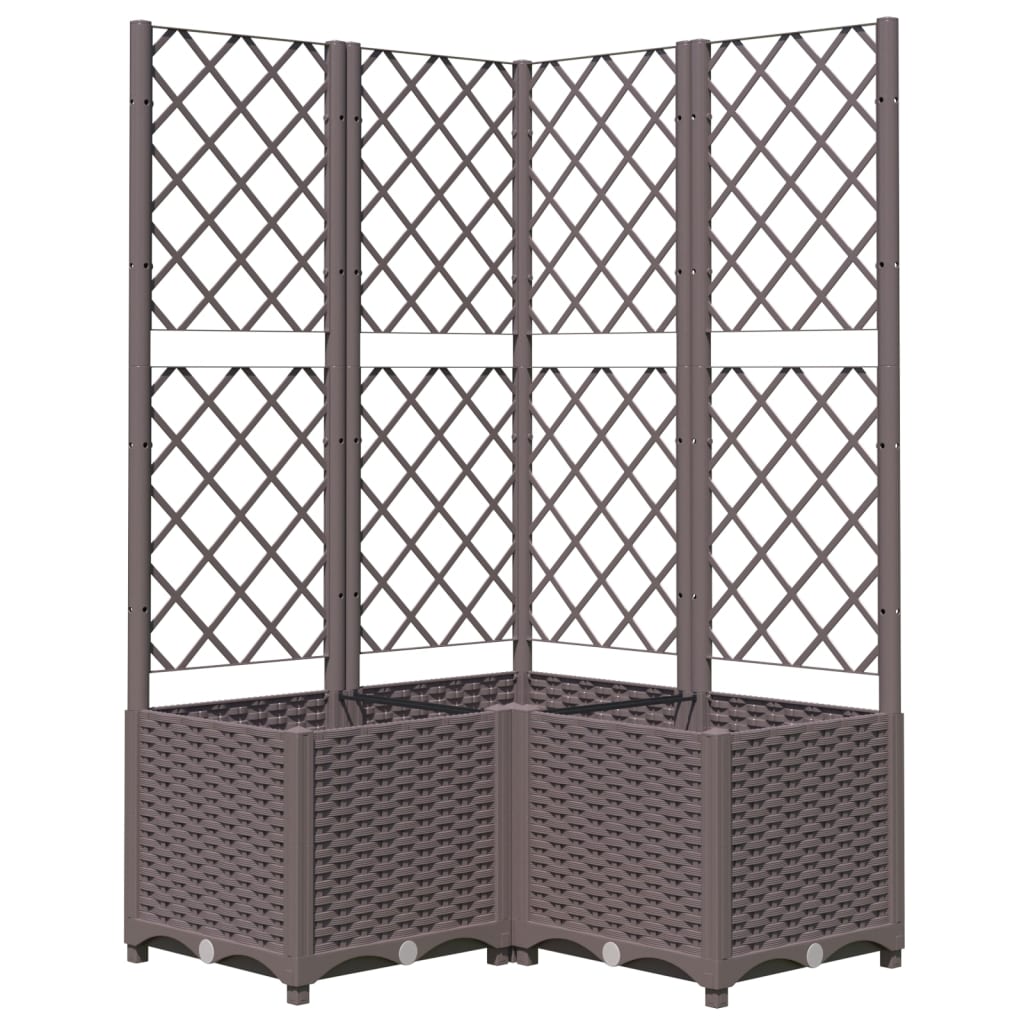 Plantenbak met latwerk 80x80x136 cm polypropeen bruin