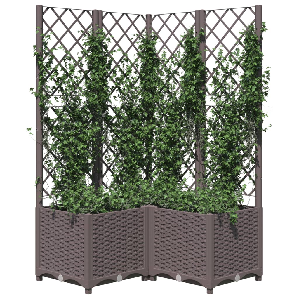 Plantenbak met latwerk 80x80x136 cm polypropeen bruin