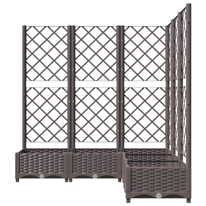 Plantenbak met latwerk 120x120x121,5 cm polypropeen bruin