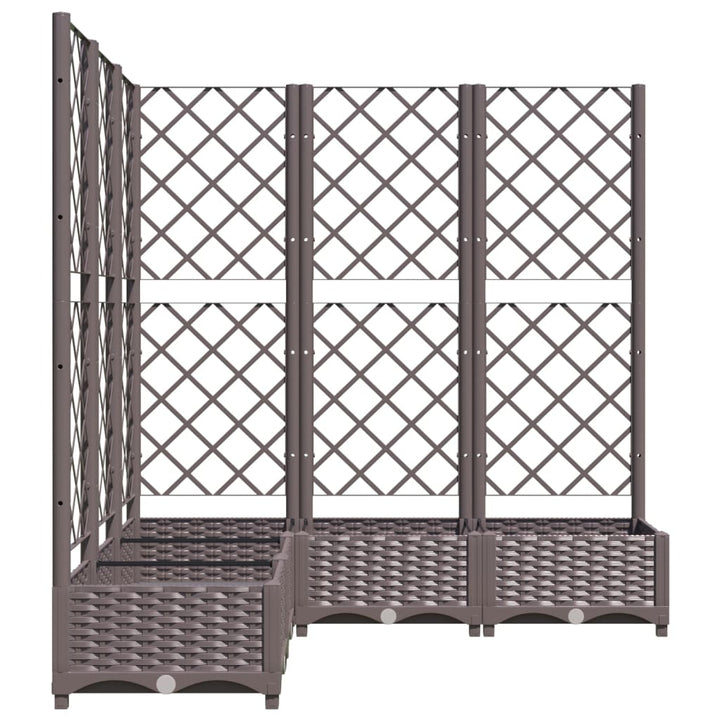 Plantenbak met latwerk 120x120x121,5 cm polypropeen bruin