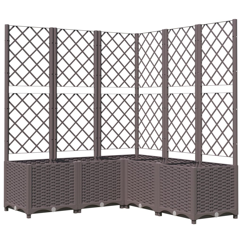 Plantenbak met latwerk 120x120x136 cm polypropeen bruin