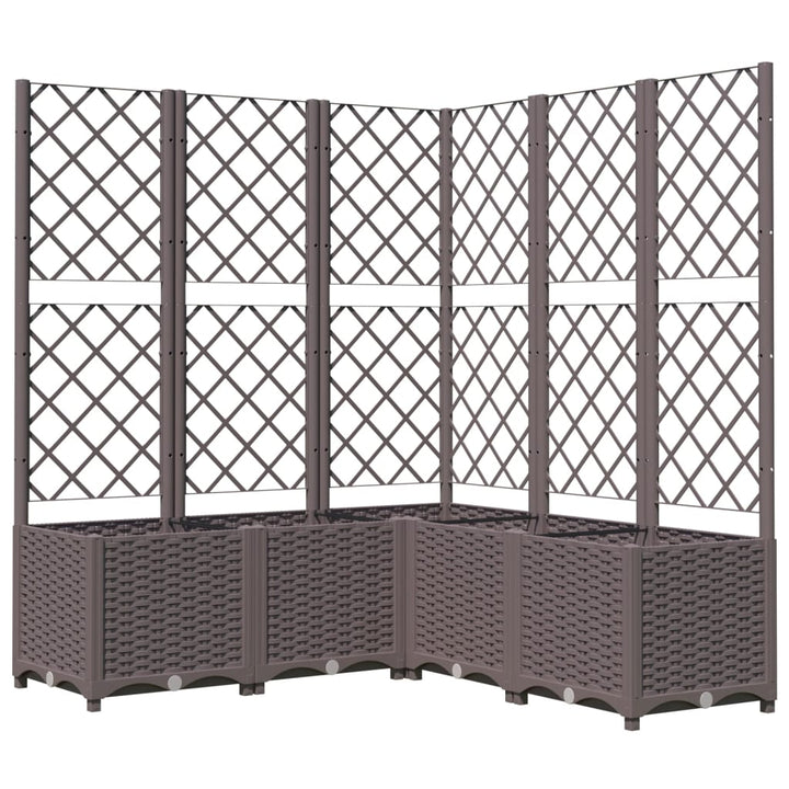 Plantenbak met latwerk 120x120x136 cm polypropeen bruin