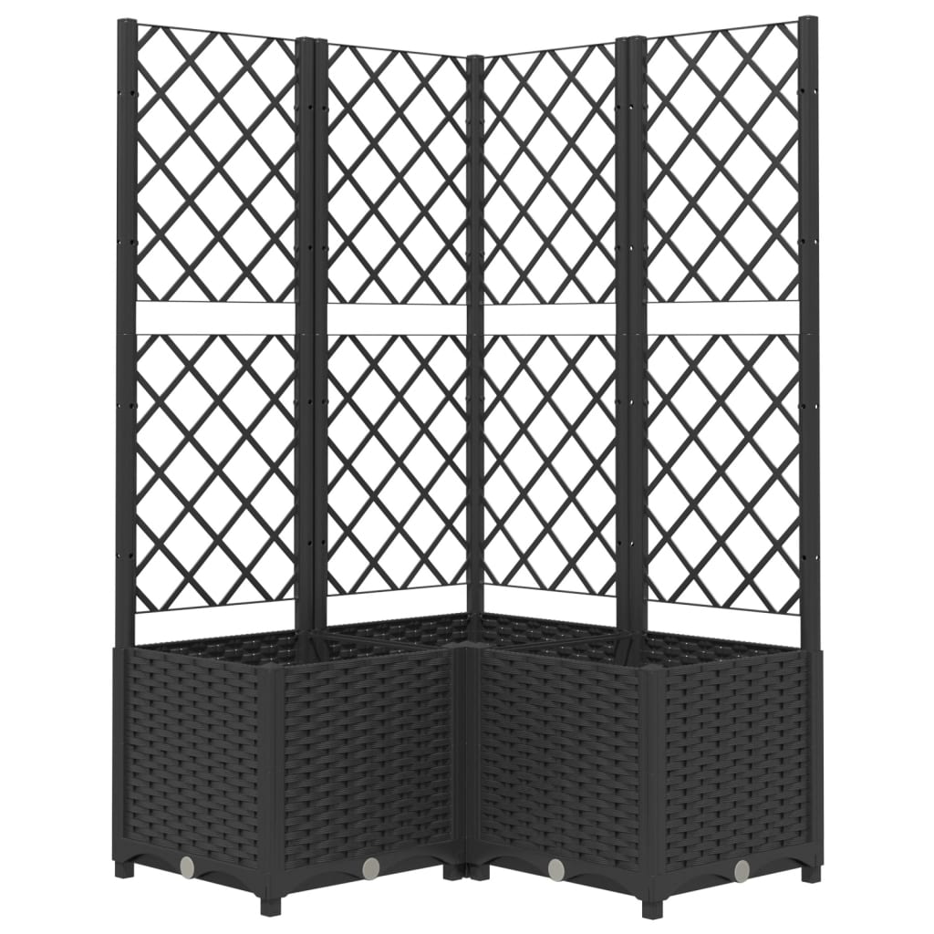 Plantenbak met latwerk 80x80x136 cm polypropeen zwart