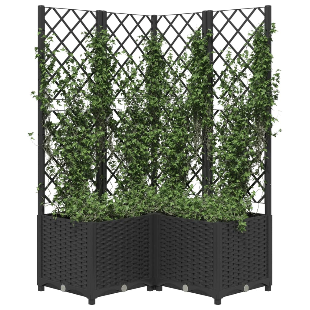 Plantenbak met latwerk 80x80x136 cm polypropeen zwart