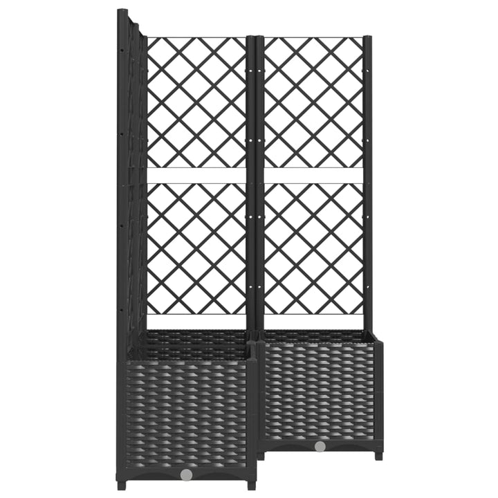 Plantenbak met latwerk 80x80x136 cm polypropeen zwart