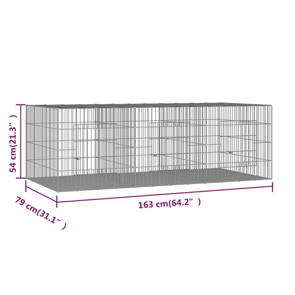 Konijnenkooi met 3 panelen 163x79x54 cm gegalvaniseerd ijzer