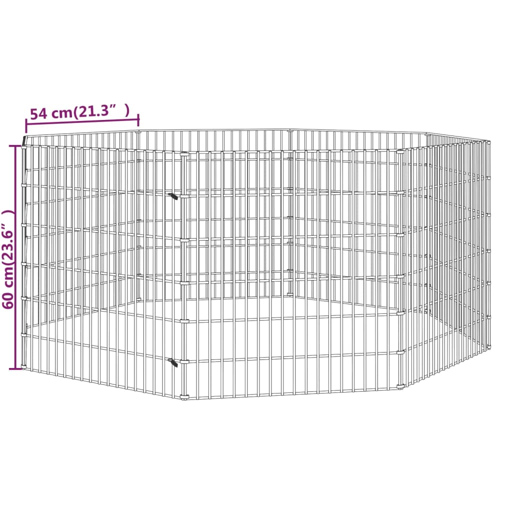 Konijnenkooi met 8 panelen 54x60 cm gegalvaniseerd ijzer