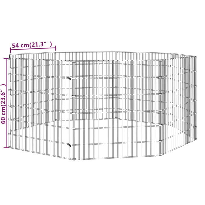 Konijnenkooi met 8 panelen 54x60 cm gegalvaniseerd ijzer