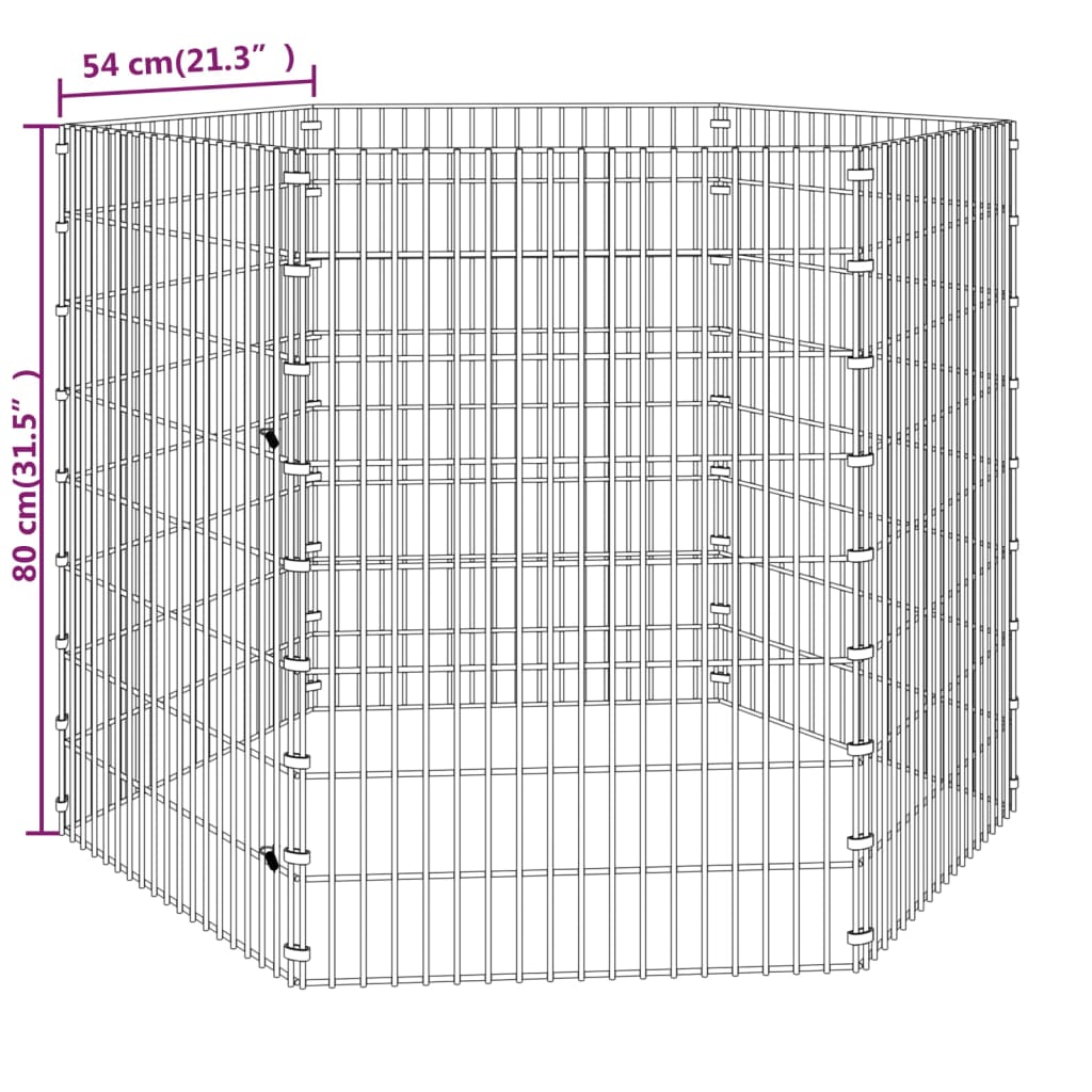 Konijnenkooi met 6 panelen 54x80 cm gegalvaniseerd ijzer