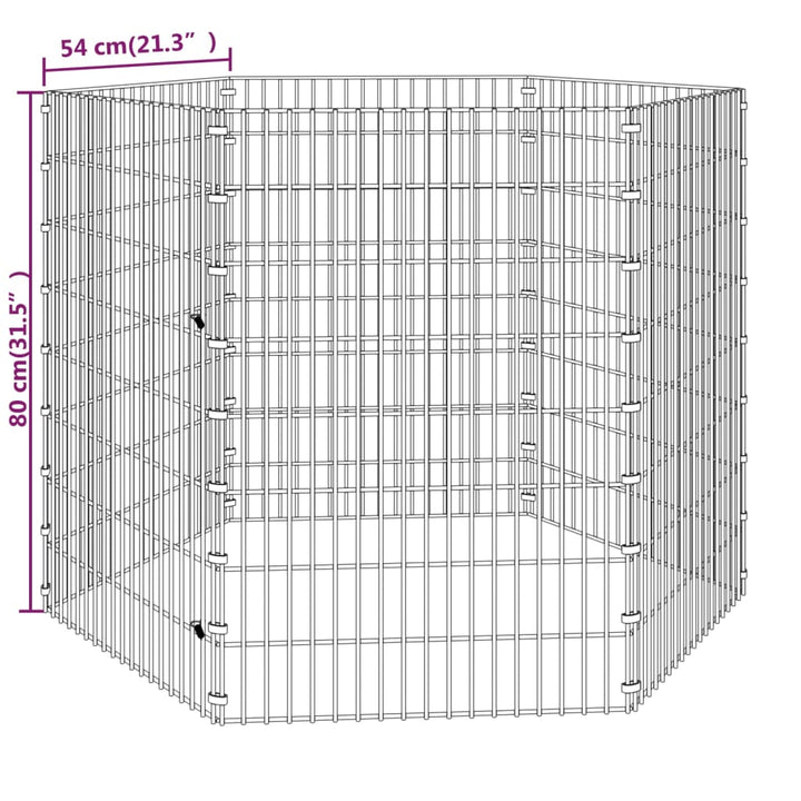 Konijnenkooi met 6 panelen 54x80 cm gegalvaniseerd ijzer