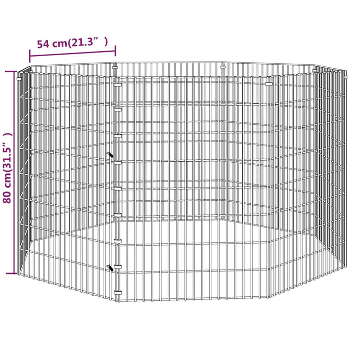 Konijnenkooi met 8 panelen 54x80 cm gegalvaniseerd ijzer