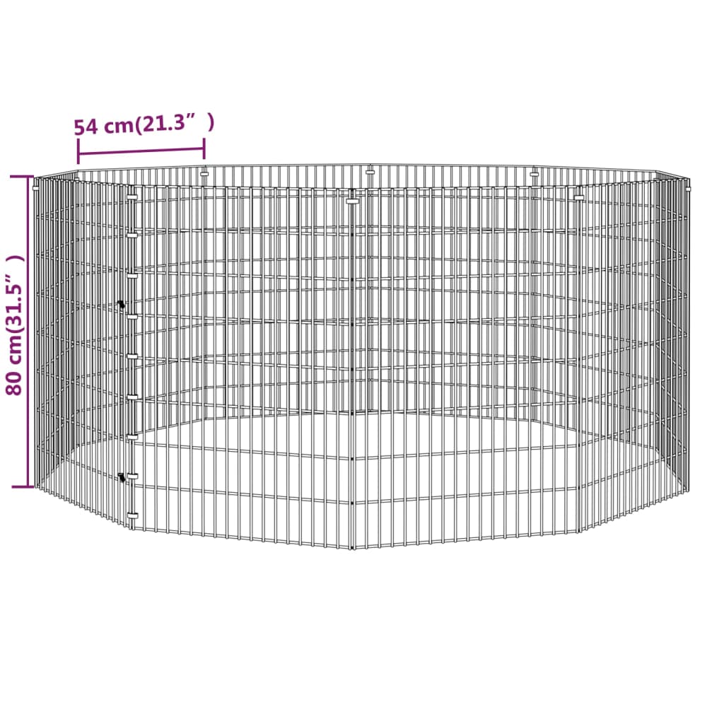 Konijnenkooi met 10 panelen 54x80 cm gegalvaniseerd ijzer