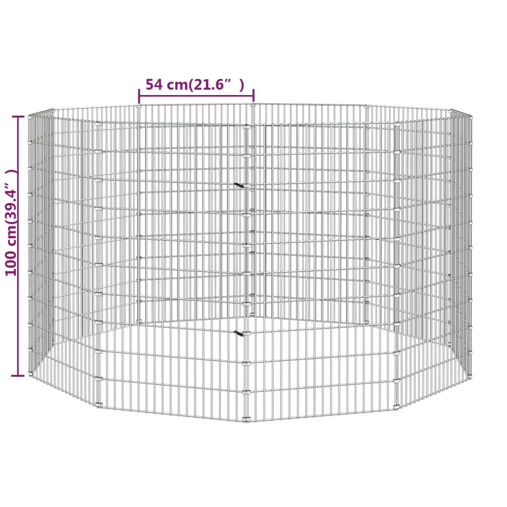 Konijnenkooi met 10 panelen 54x100 cm gegalvaniseerd ijzer