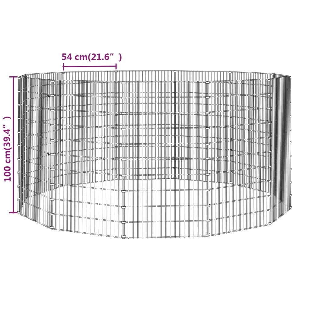 Konijnenkooi met 12 panelen 54x100 cm gegalvaniseerd ijzer