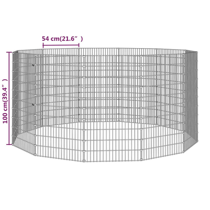 Konijnenkooi met 12 panelen 54x100 cm gegalvaniseerd ijzer