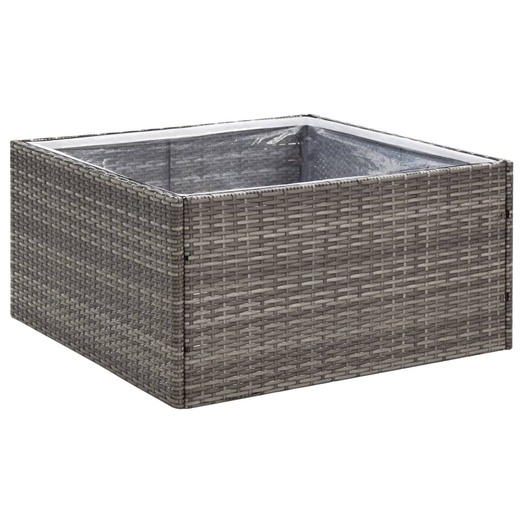 Plantenbak 80x80x40 cm poly rattan grijs