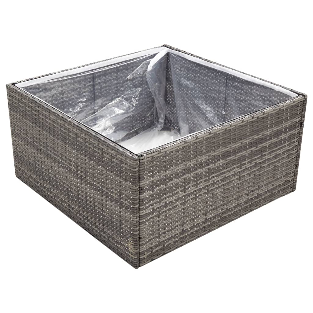 Plantenbak 80x80x40 cm poly rattan grijs